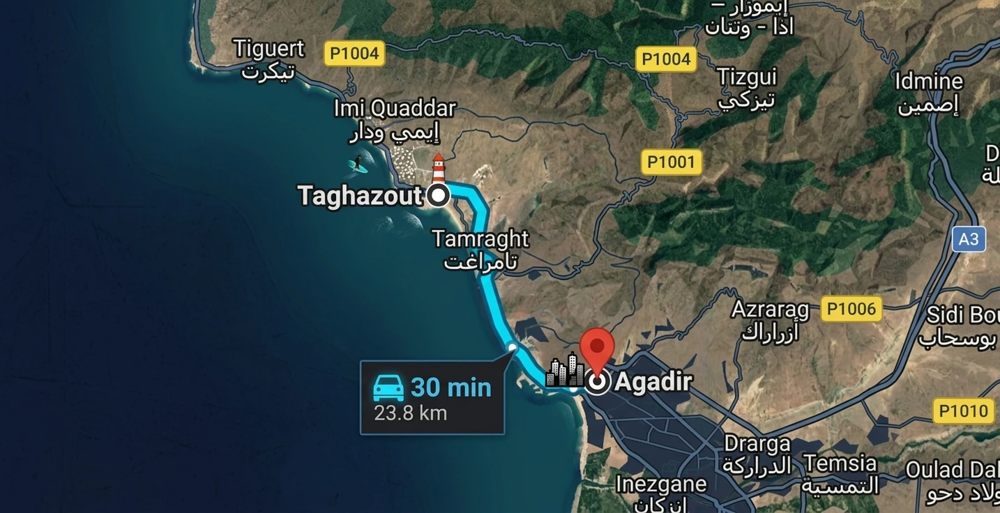 Taghazout to Agadir coastal road view