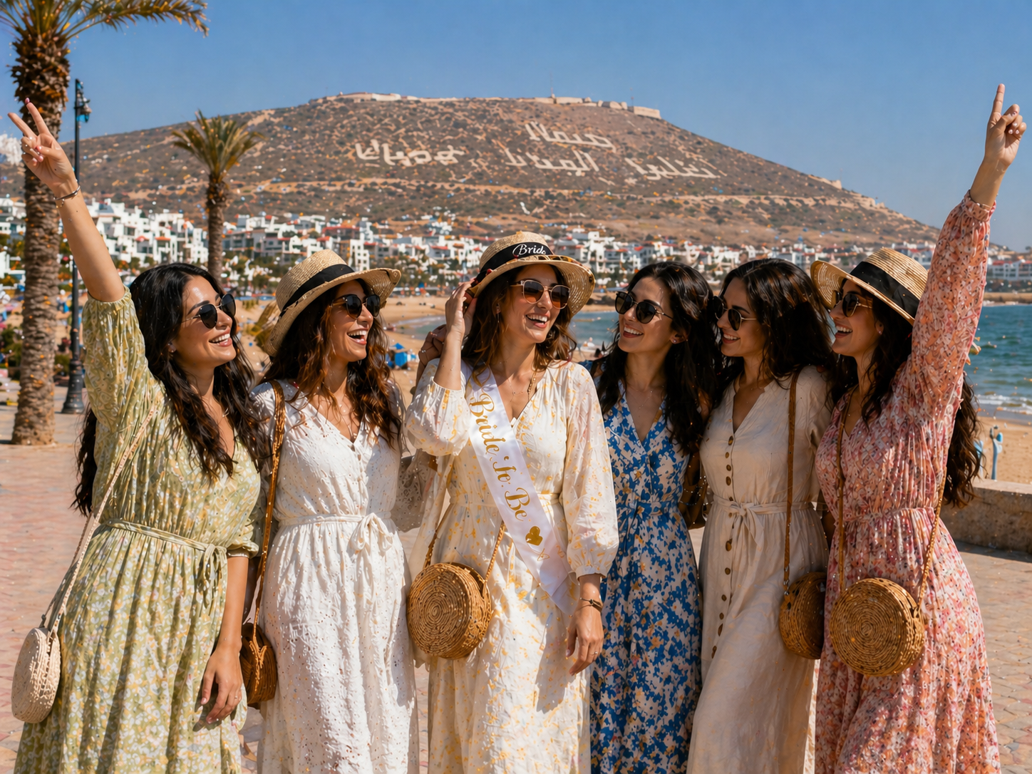 girls pausing in Agadir beach
