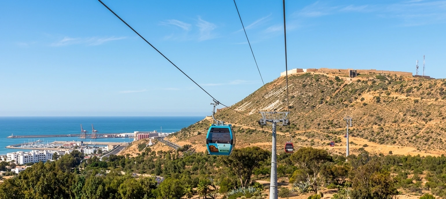 cable car in agadir panoramic view