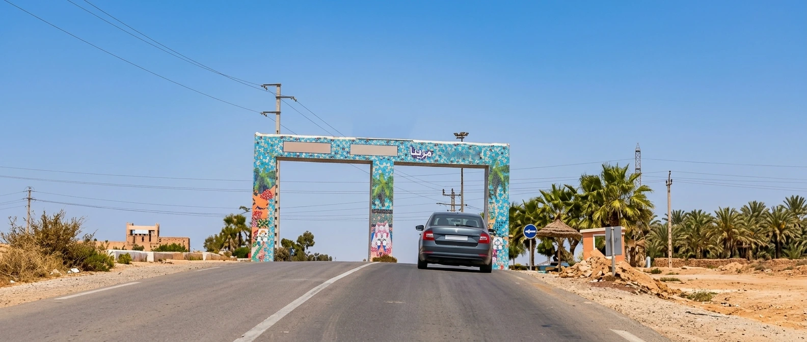 Road and parking area near Dania Land Agadir