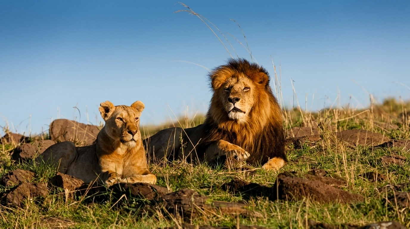 Lions resting inside Lion Park Agadir safari area